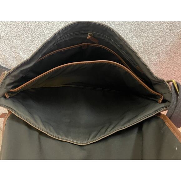 Fossil Canvas Messenger Bag Laptop Shoulder Satchel Strap Brown With pockets - Picture 7 of 11